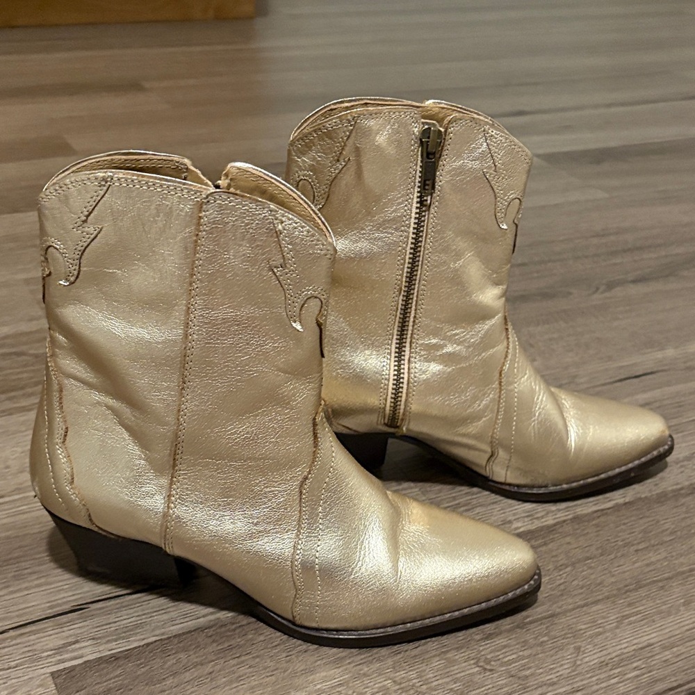 Free People Gold Ankle Boots